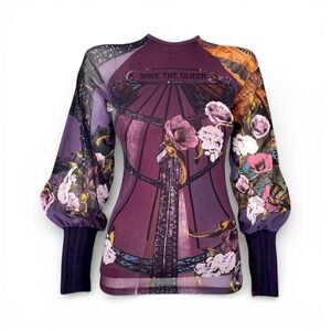 Vintage Save The Queen Mesh Top - Floral And Paris Prints